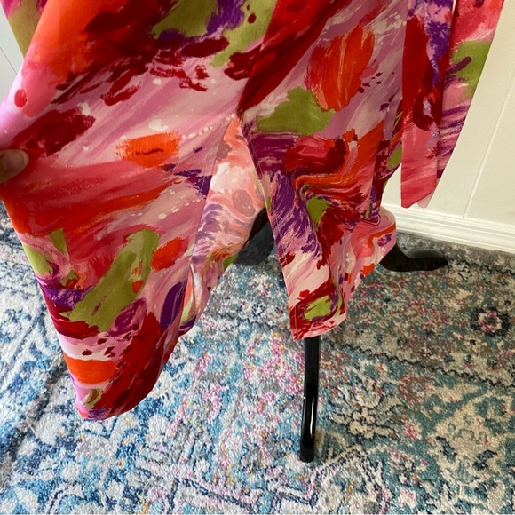 Vintage 60s 70s Pink Floral Empire Waist Maxi Dress Hostess 19.5” PTP, 15.5” W - Picture 16 of 16